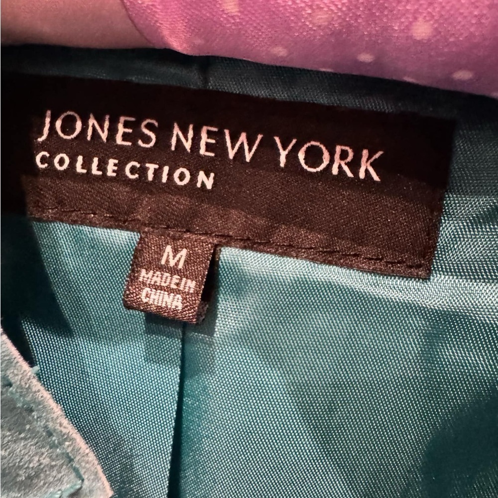 Jones NY 100% real leather suede jacket baby blue MEDIUM - Picture 4 of 6